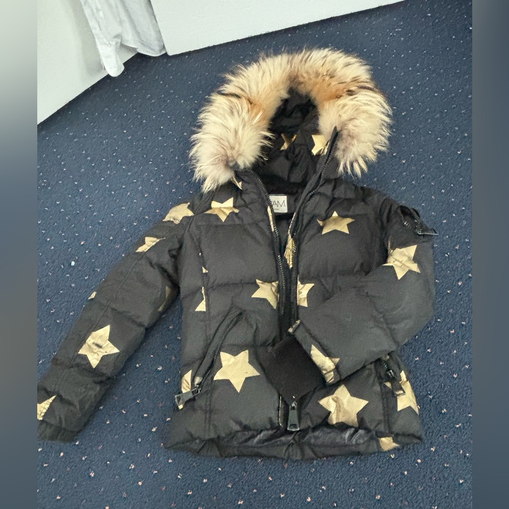 SAM. Star fur hooded girls coat size 12